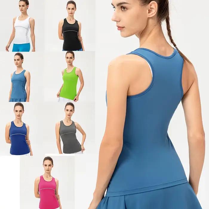 Couleur bonbon femmes vêtements de Sport d'entraînement de gymnastique gilet chemises de Yoga à séch