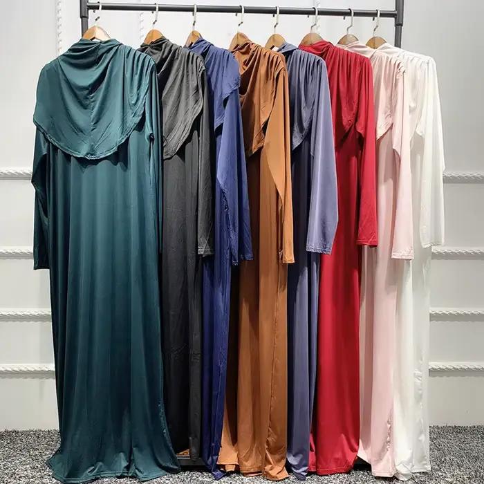 Vêtement de prière pour femmes Ramadan musulman Abaya caftan femmes Jilbab avec Hijab Abayat Islam R