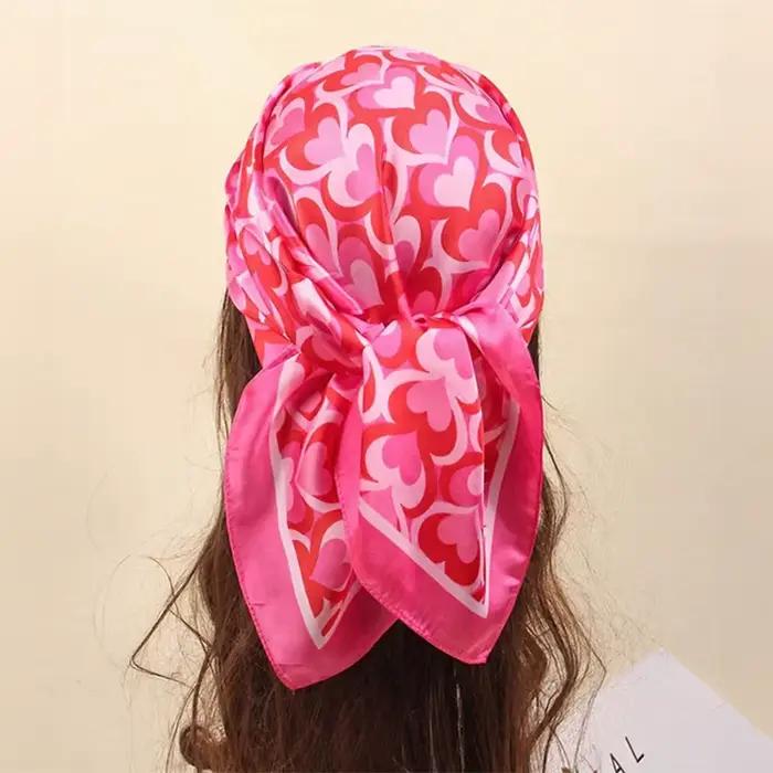 70cm carré citron imprimé jaune carré foulard en soie décontracté élégant mince respirant cou femmes