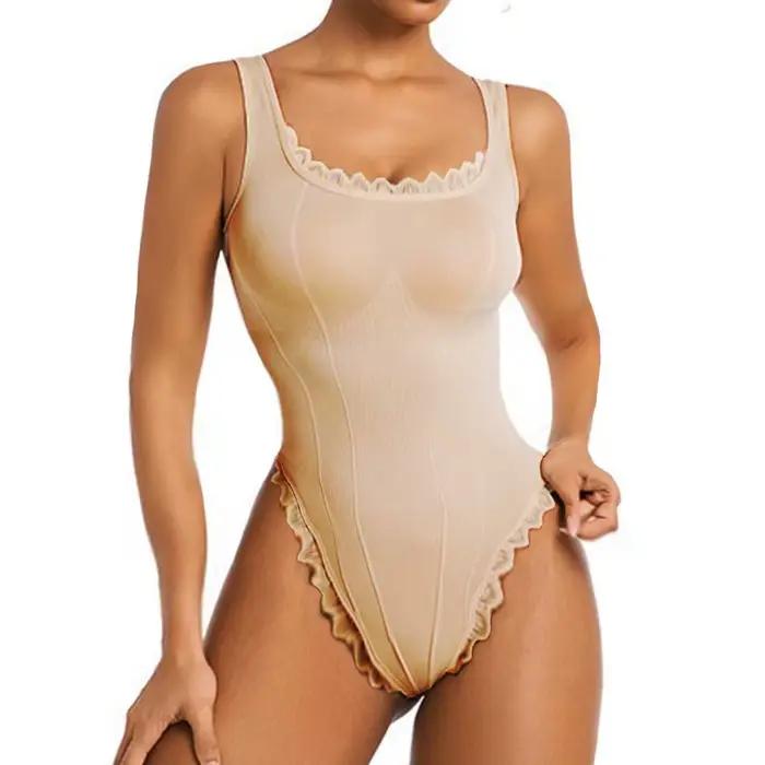 GUUDIA débardeur body dentelle col carré Shapewear body débardeur body contrôle du ventre string Cam