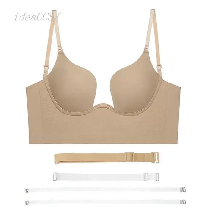 Soutien-Gorge Invisible avec Bretelles Transparentes pour Femme, Sous-Vêtement Sexy à Décolmétrage P