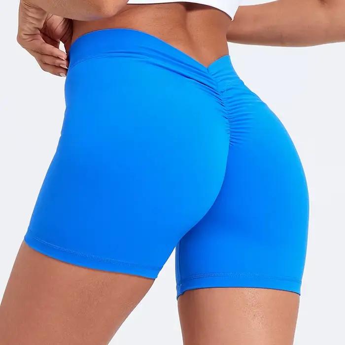 Short de yoga taille haute à dos en V pour femme, short moulant en nylon, pantalon de fitness, levag