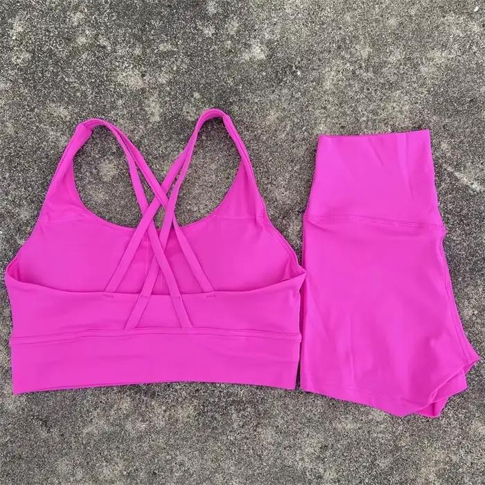 Ensemble de vêtements de Yoga 2 pièces, ensemble short de sport pour femmes, soutien-gorge croisé da