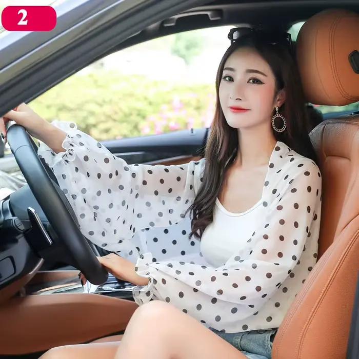 Couvre-bras floral en mousseline de soie pour femme, châle fin à manches longues, écharpe de conduit