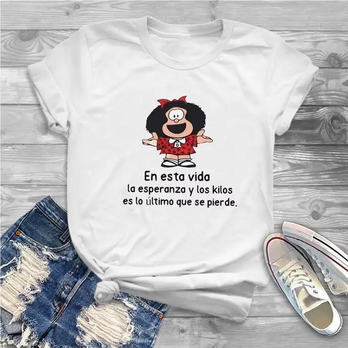 Mafalda-T-shirt de dessin animé pour filles, t-shirts rétro pour femmes, t-shirts Y2k pour femmes, H