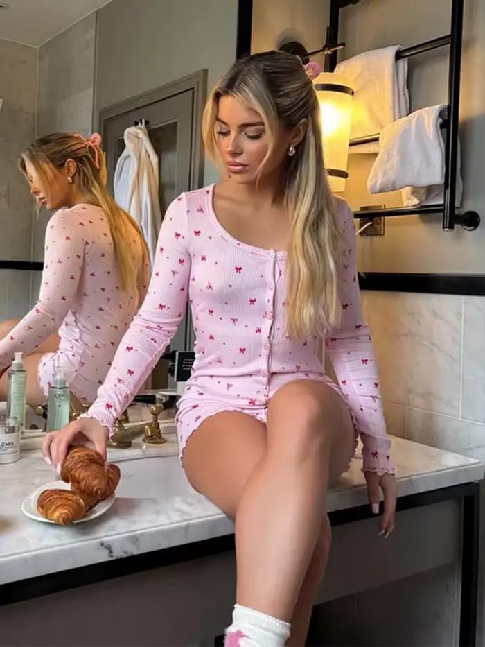 Combishort à Manches sulfet Col Rond pour Femme, Tenue de Nuit Sexy, Décontractée, avec Nministériel