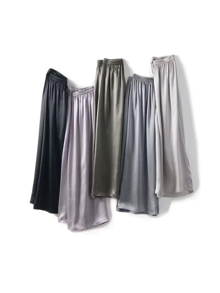 SuyaDeam – pantalon en soie Pure 100% pour femmes, taille élastique, jambes larges, longueur chevill