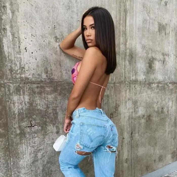 Bandage licou chaud Sexy nombril rose haut court 2021 été Sexy femme Art imprimé sans manches mode m