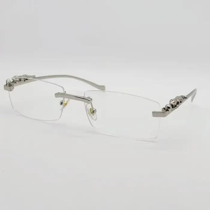Monture de lunettes sans monture pour femmes et hommes, mode guépard, décoration Business Cool, mont