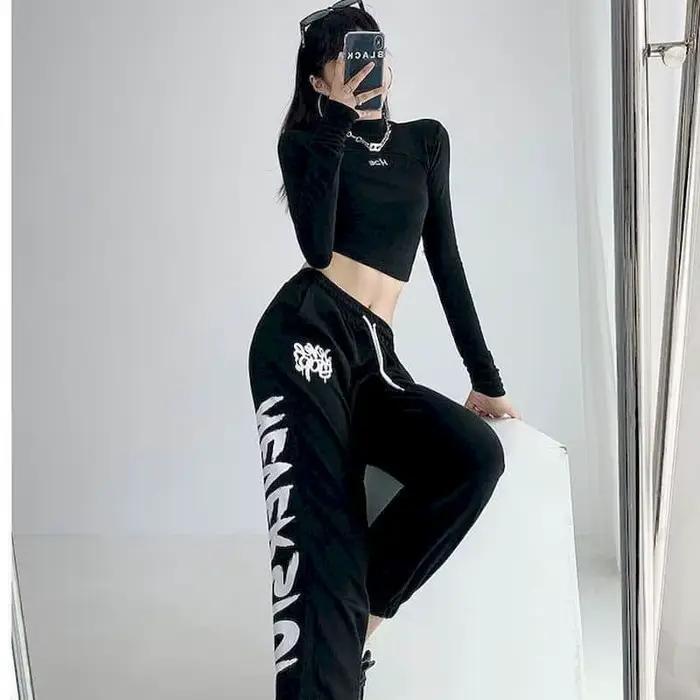 Jazz – pantalon décontracté à lacets pour femme, avec lettres imprimées, style urbain, Vintage, surv