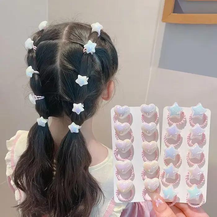 10 pièces mignon bébé fille bandes de cheveux dessin animé amour coeur étoile attaches de cheveux en
