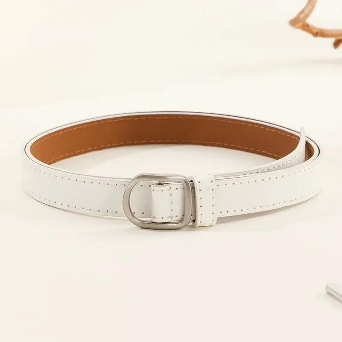Ceinture paresseuse décontractée Simple perforée pour femmes, associée à des jeans, ceinture en cuir