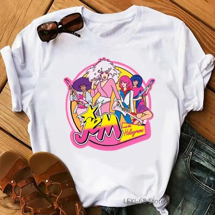 Jem et les hologrammes graphique imprimé T-Shirt filles été hauts à la mode T-Shirt femmes gris/vert