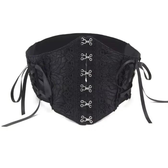 Corset large élégant en dentelle noire, accessoires de robe, gaine amincissante élastique pour le co