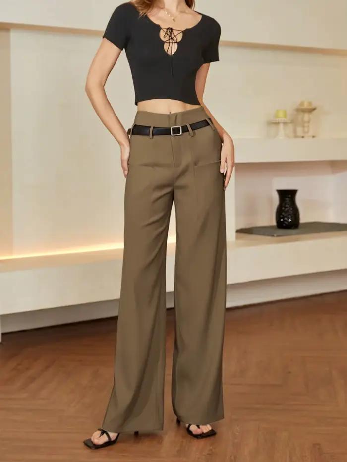 AEL-Pantalon Chic à Jambes Droites pour Femme, Simple et Élégant, Décontracté, à la Mode, Nouvelle C