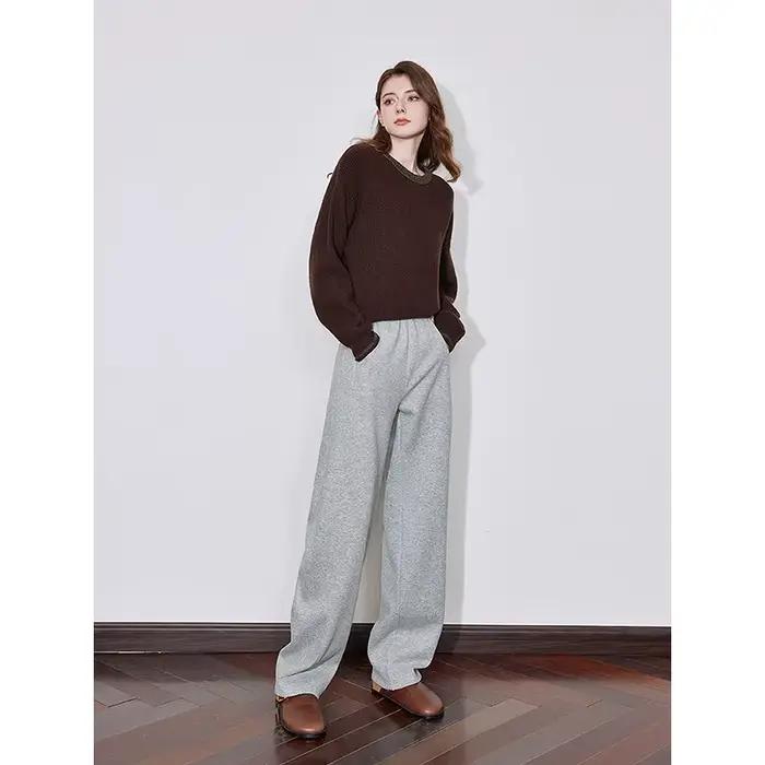TOYOUTH femmes polaire pantalon de survêtement décontracté 2024 automne et hiver nouvelle taille éla