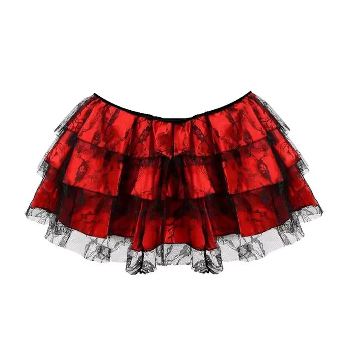 Femmes gothique Sexy dentelle florale maille Tulle Mini jupe plissée Showgirl mode fête danse jupes