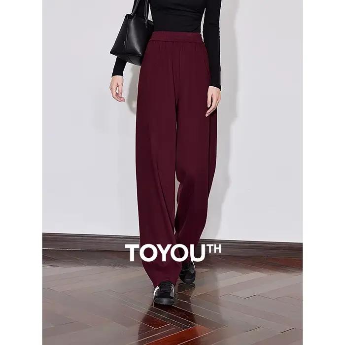 TOYOUTH femmes polaire pantalon de survêtement décontracté 2024 automne et hiver nouvelle taille éla