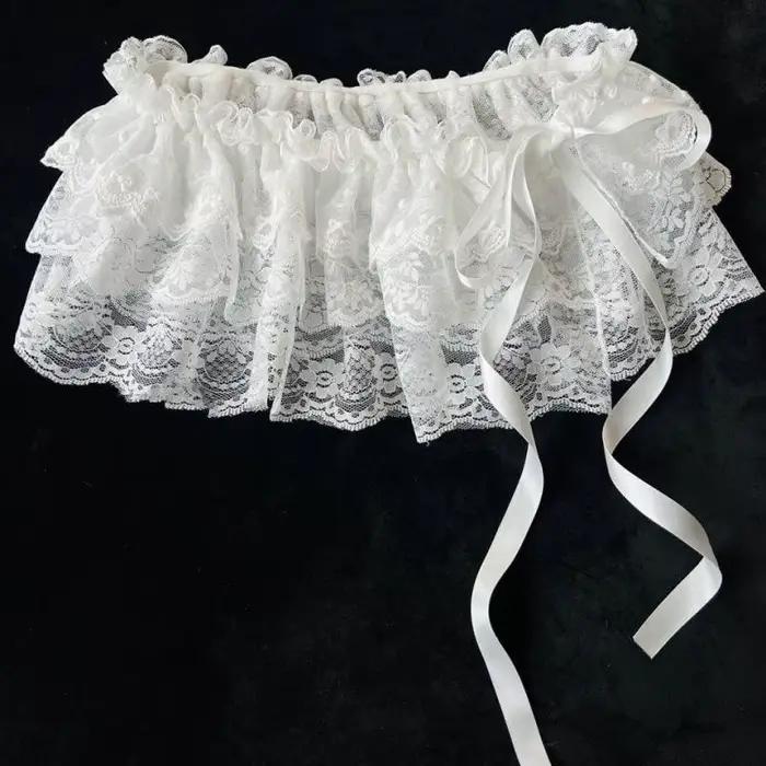 2025 coréen Ins Unique dentelle couches gaze jupes dentelle garniture a-ligne courte tissu Mini tail