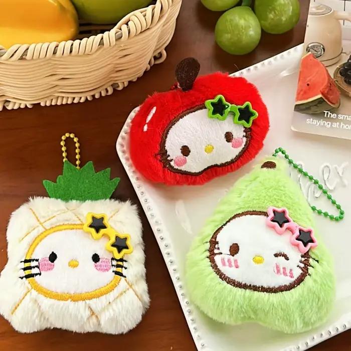 Pendentif chat fruit Sanrio Hello Kitty, porte-clés, pendentif sac à dos, 1/3 pièces