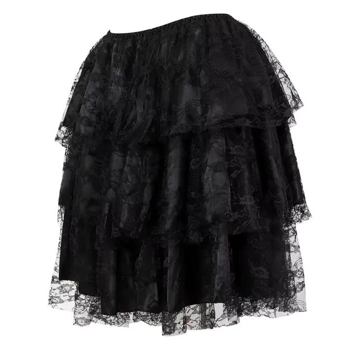 Femmes gothique Sexy dentelle florale maille Tulle Mini jupe plissée Showgirl mode fête danse jupes