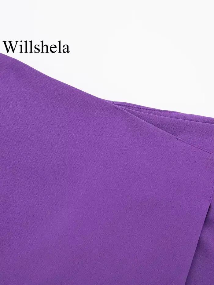 Willshela femmes mode solide asymétrique côté fermeture éclair jupes Shorts Vintage taille haute fem