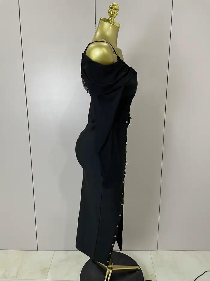 Nouvelle Robe Longue Chic et Élégante 2025 à Fente, Sexy, Asymétrique à Une Épaule, Style Bandage, p