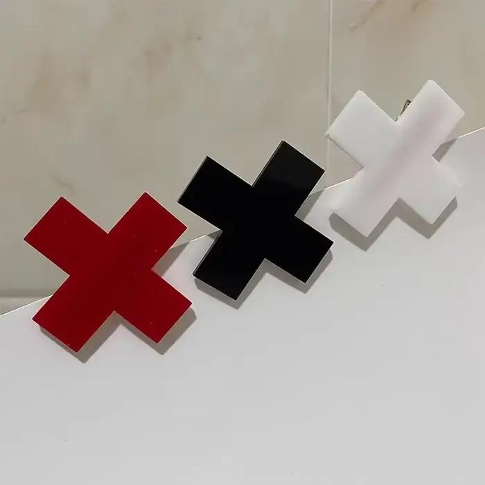 Y2K – pinces à cheveux croix rouge pour filles, accessoires pour cheveux, Barrettes hip hop Punk, ép