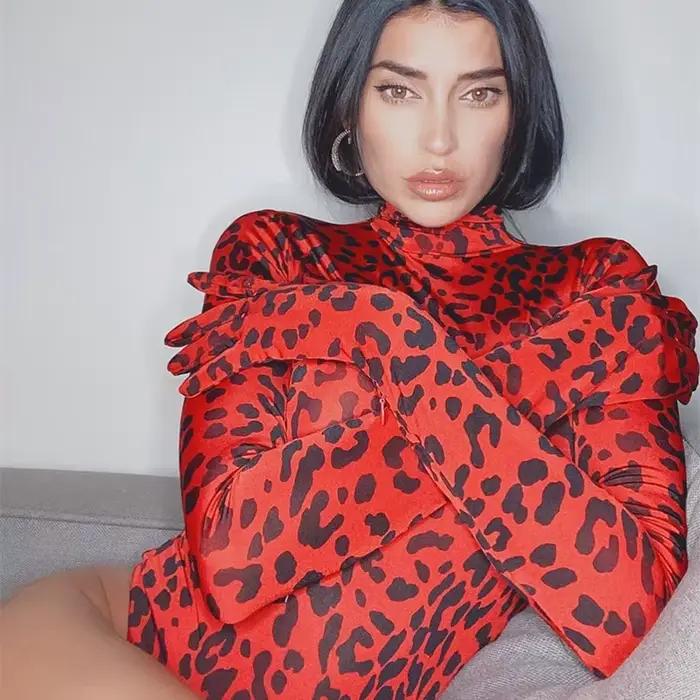 OMSJ – barboteuse à col roulé pour femmes, Hipster tendance, manches longues, gants de connexion, im
