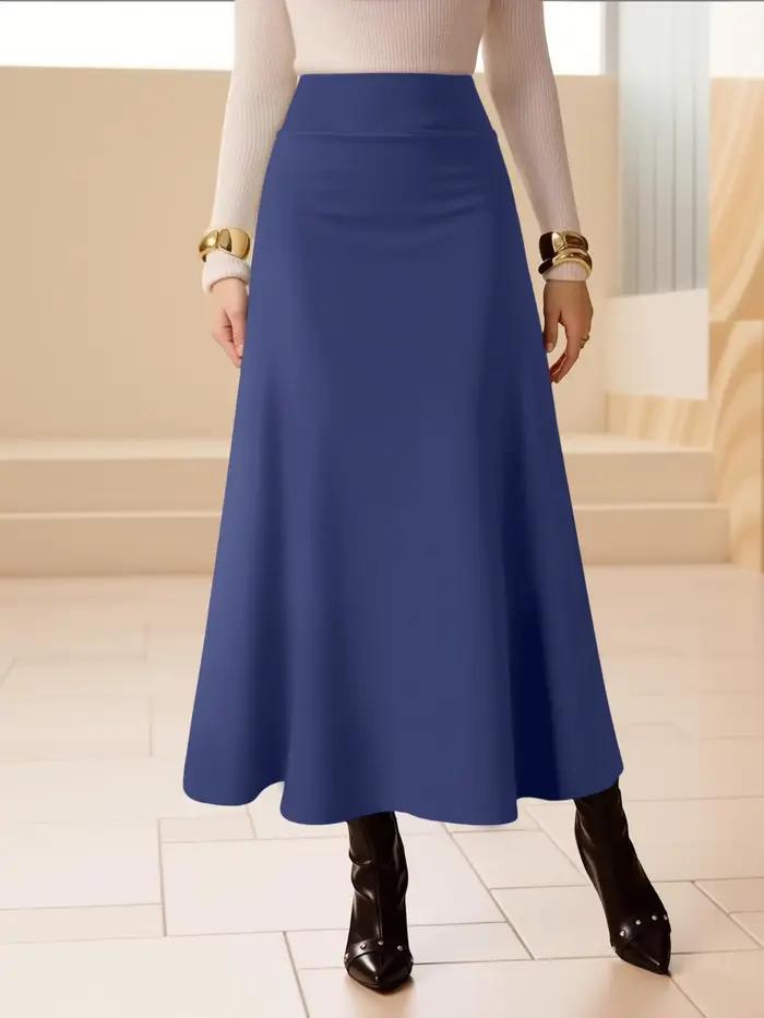 Jupe mi-longue pour femme, taille haute, style fluide, tissu respirant, idéale pour les tenues décon