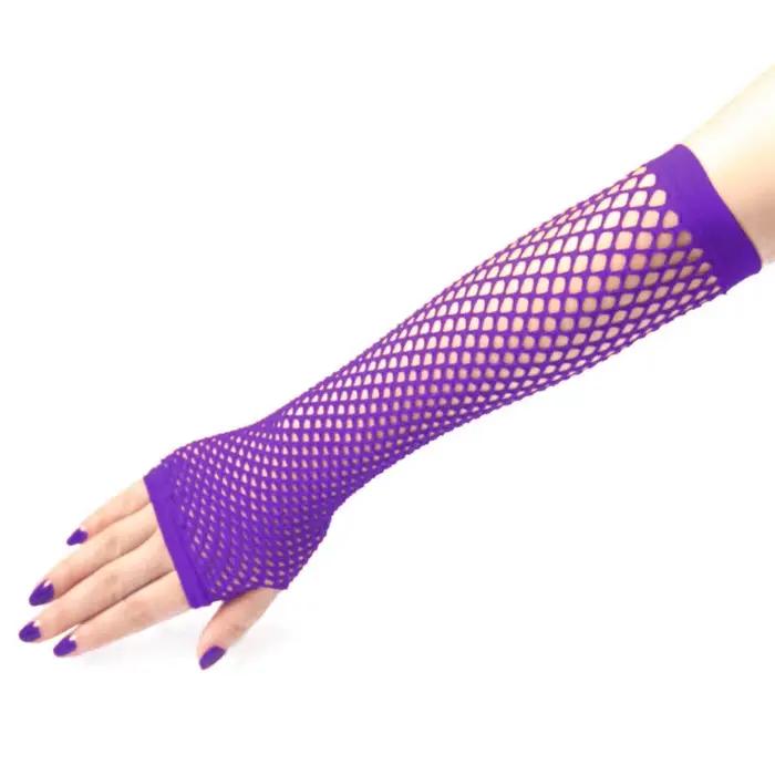 Femmes mode néon résille sans doigts longs gants jambe bras manchette tenue de fête déguisement pour