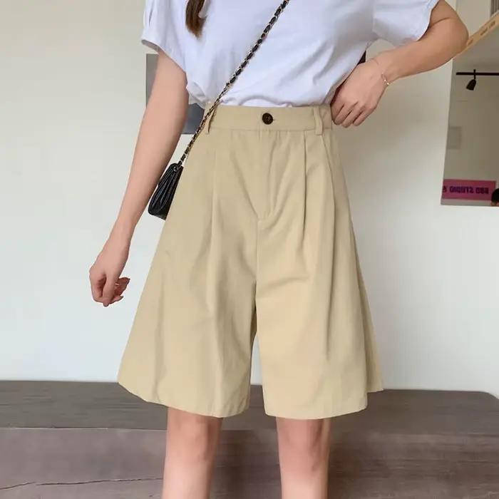 FJpreppy-Short Cargo Femme, All-Match Fashion, Longueur Genou, Bf Casual, Ulzzang Vintage, Office La