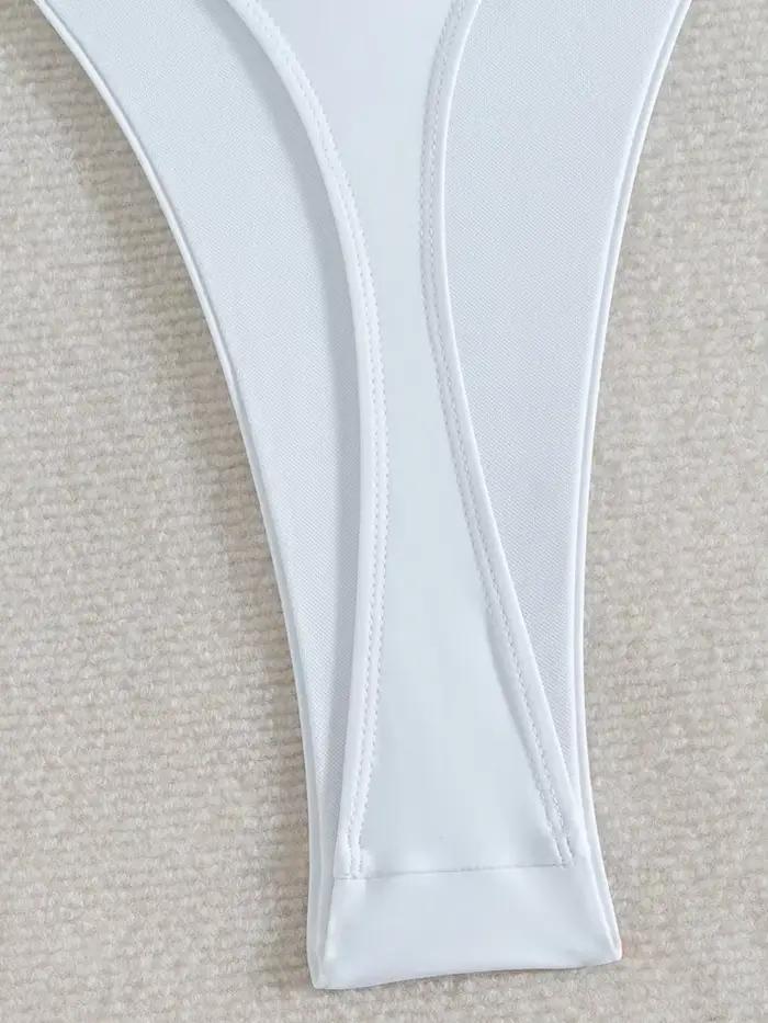 Maillot de bain une pièce pour femme, décolleté en V profond, coupe haute, string, dos nu, monokini,