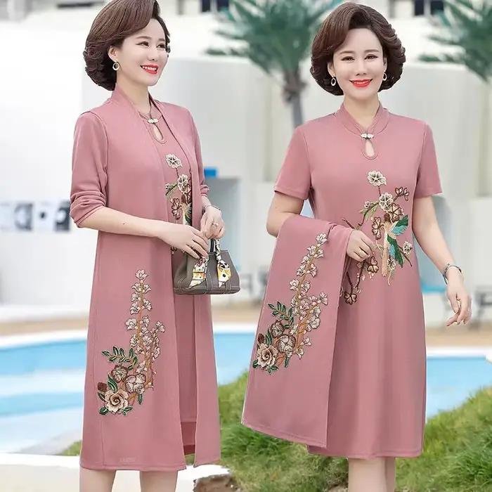 Robe deux pièces coupe-vent pour mère, robe de mariée, manteau de printemps pour femmes d'âge moyen