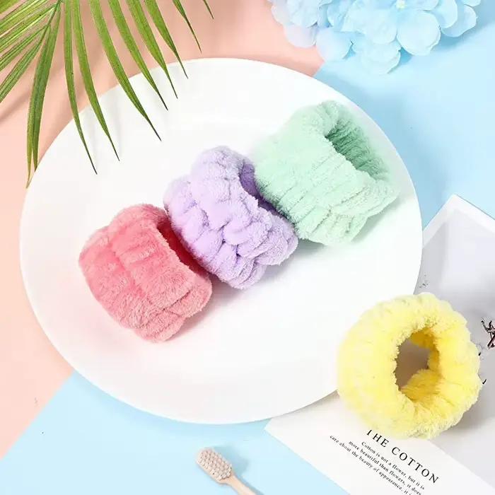 2 pièces réutilisable Spa poignet bandeau doux microfibre serviette bracelets pour laver le visage f