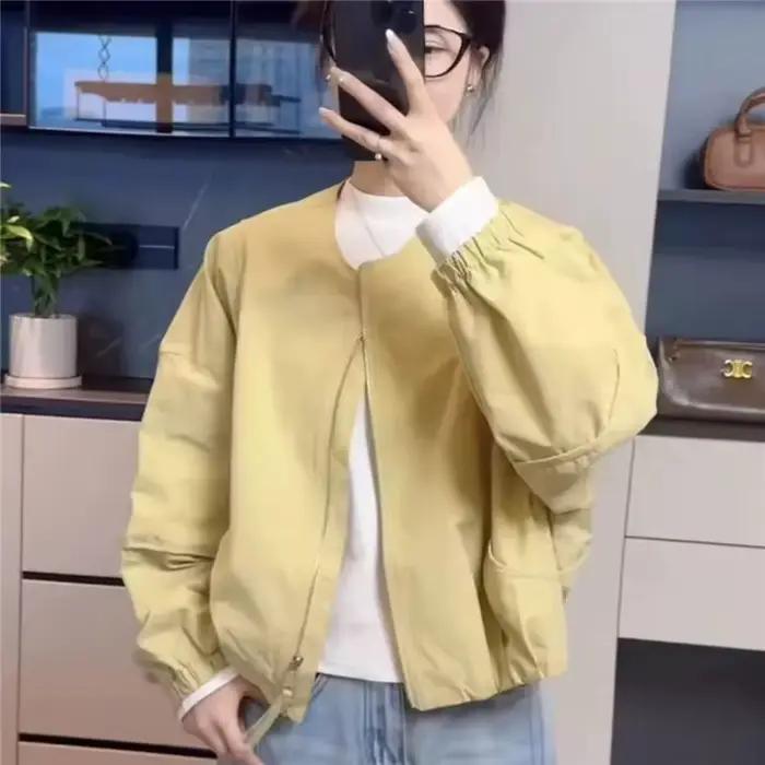 Veste Courte Décontractée Femme Col Rond Couleur Unie Style Coréen Nouvelle Collection Printemps 202