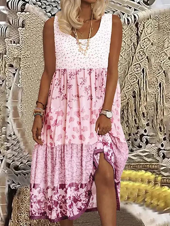 Robe d'été grande taille pour femmes, col de plage, fluide, robe de soirée imprimée, robes hawaïenne