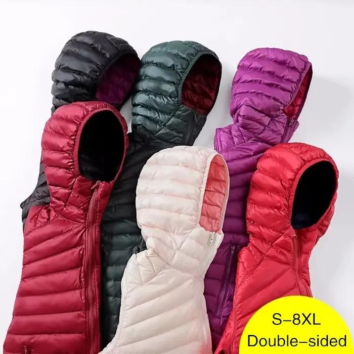 Doudoune Courte à Capuche Double Face pour Femme, Manteau Ultra observateur et Pliable, Grande Taill
