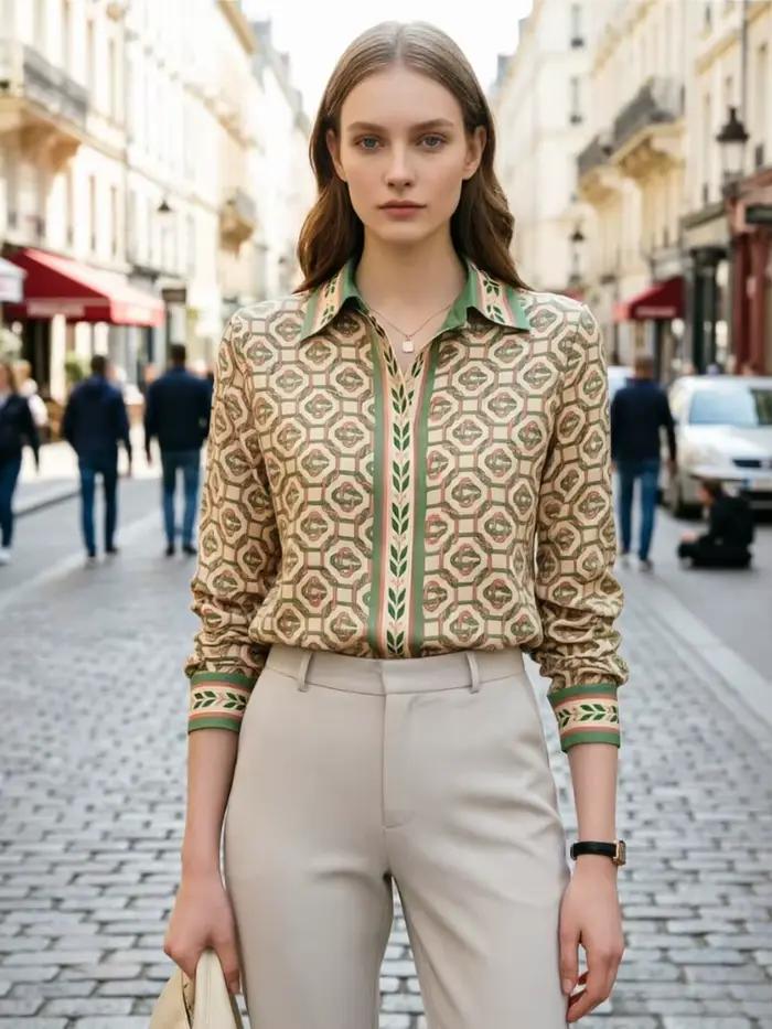 Nouveau bureau élégant dames chemises mode imprimé femmes Blouses à manches longues hauts Blusas Muj