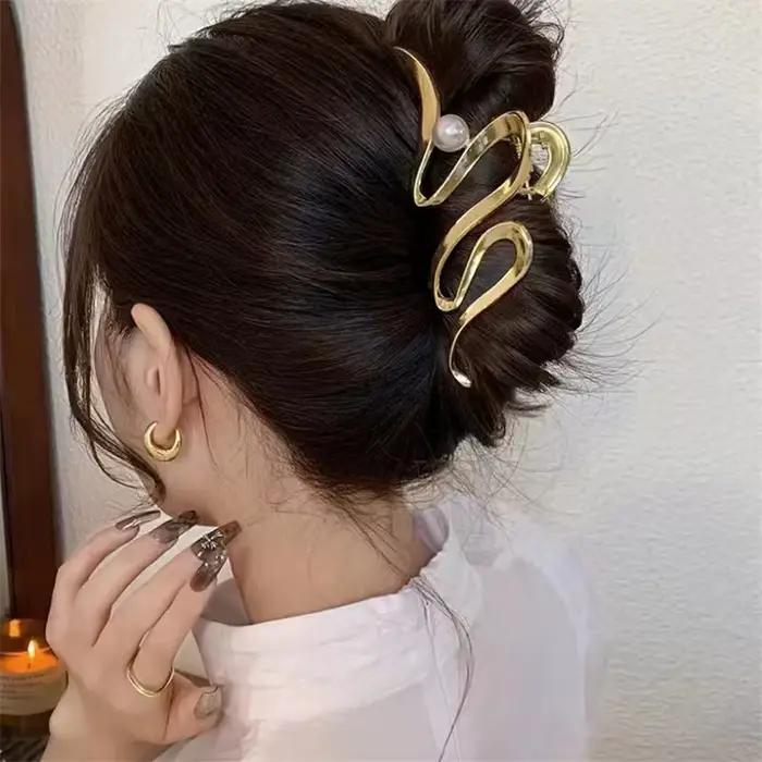 Pince à cheveux creuse vintage pour femmes et filles, barcordons, crabe coréen, grandes griffes, pin