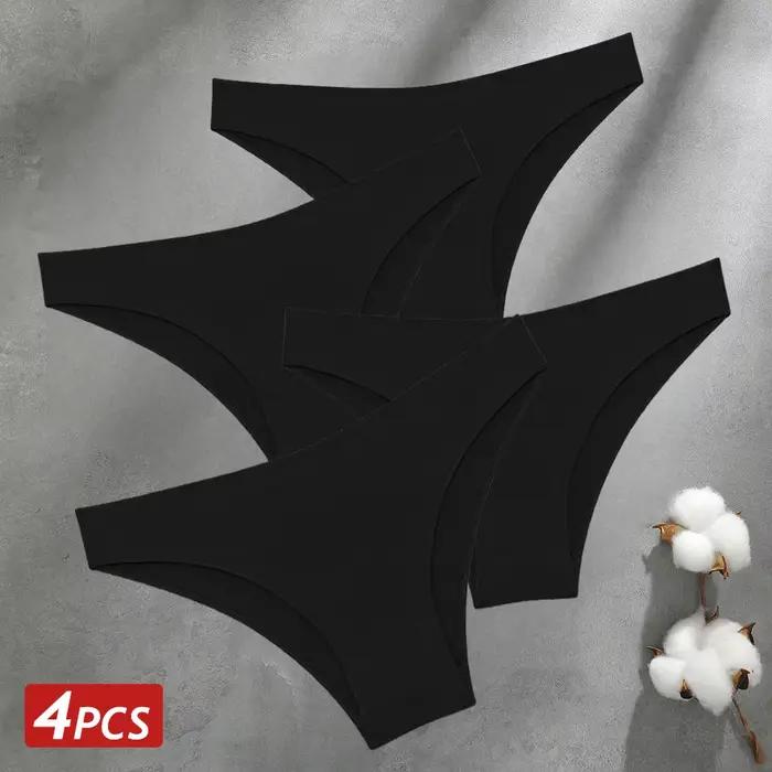 4 pièces culottes en coton sans couture femmes slips de couleur unie Sexy taille basse caleçons femm