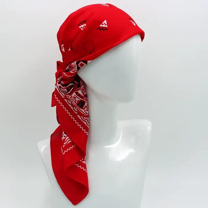 Nouveau Surdimensionné 70CM couleur rouge carré écharpe Style rétro imprimé coton Bandana chapeaux f