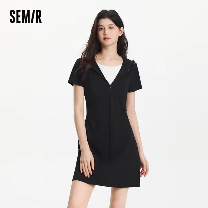 Robe Femme Semir à Capuche 2026 Effet Deux Pièces Coupe Ajustée Taille Plissée Style Urbain Décontra
