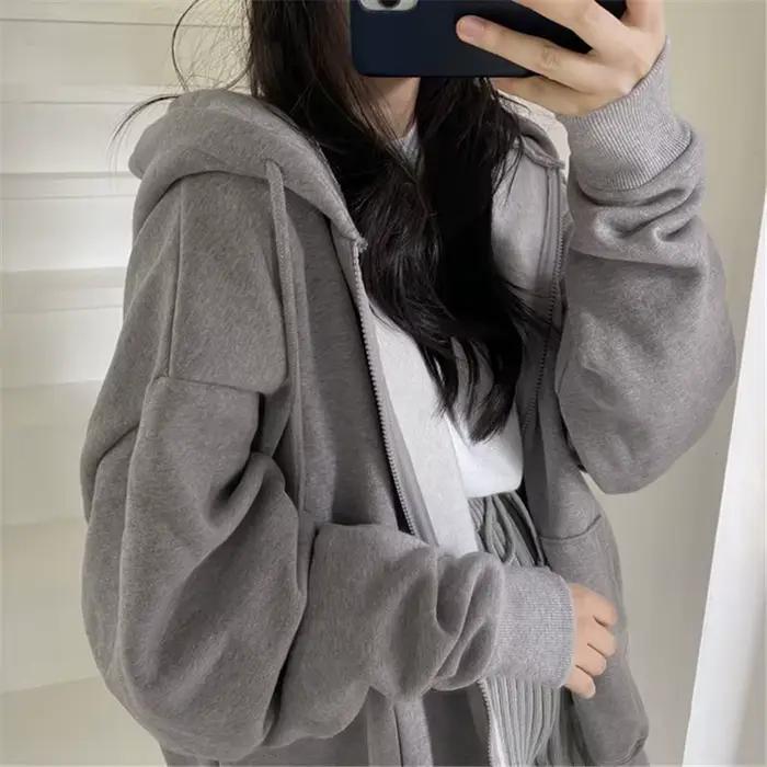 Sweat à capuche zippé à manches longues pour femmes, sweats à capuche décontractés, Streetwear Y2K,