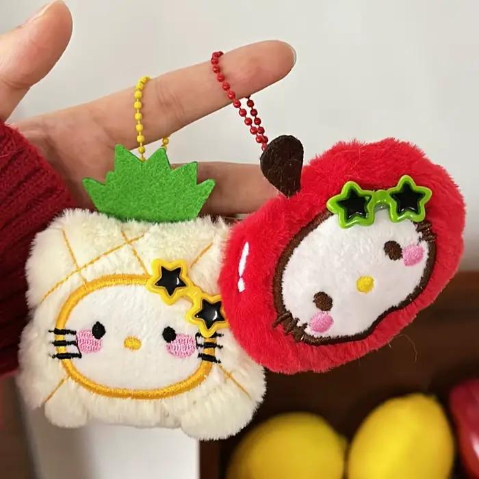 Pendentif chat fruit Sanrio Hello Kitty, porte-clés, pendentif sac à dos, 1/3 pièces