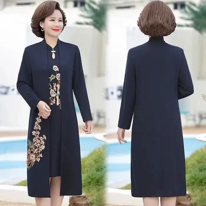Robe deux pièces coupe-vent pour mère, robe de mariée, manteau de printemps pour femmes d'âge moyen