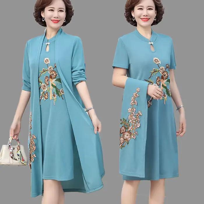 Robe deux pièces coupe-vent pour mère, robe de mariée, manteau de printemps pour femmes d'âge moyen