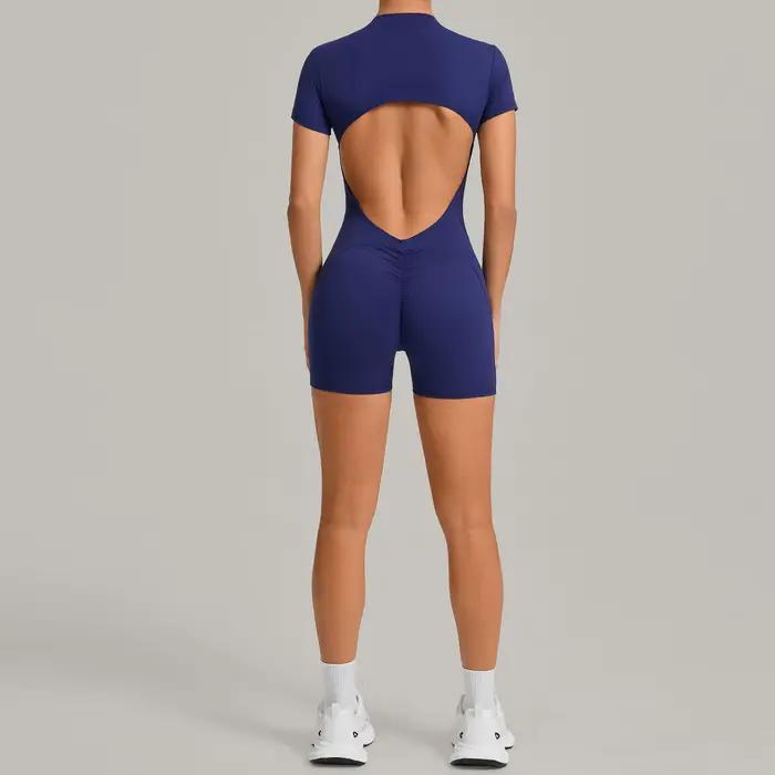 Ensemble de yoga pour femmes Ningyu, combinaison de sport à dos ouvert avec fermeture éclair, combin