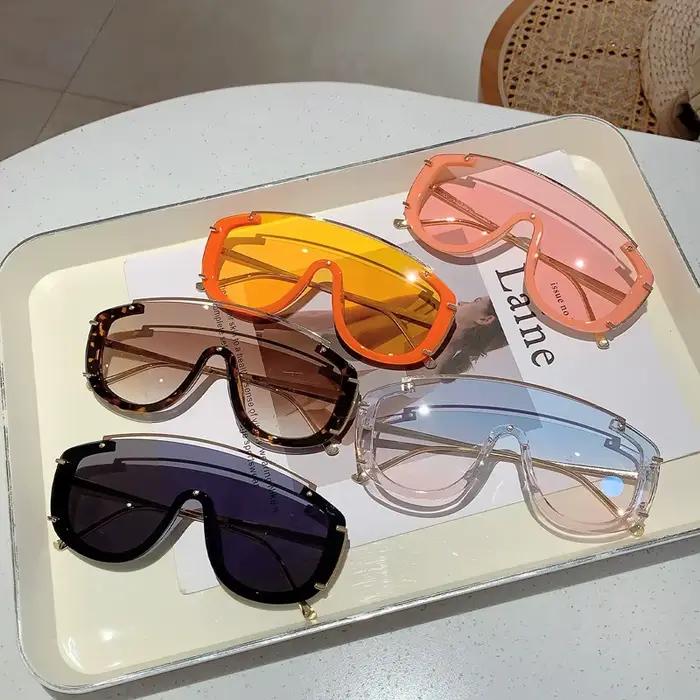 Mode léopard femmes lunettes de soleil élégant dégradé Sports de plein air nuances de luxe en métal