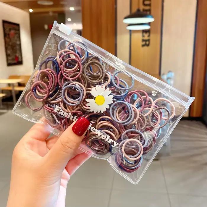100 pièces/lot petits attaches de cheveux gomme coloré en Nylon élastique corde poupée kaki noir ban